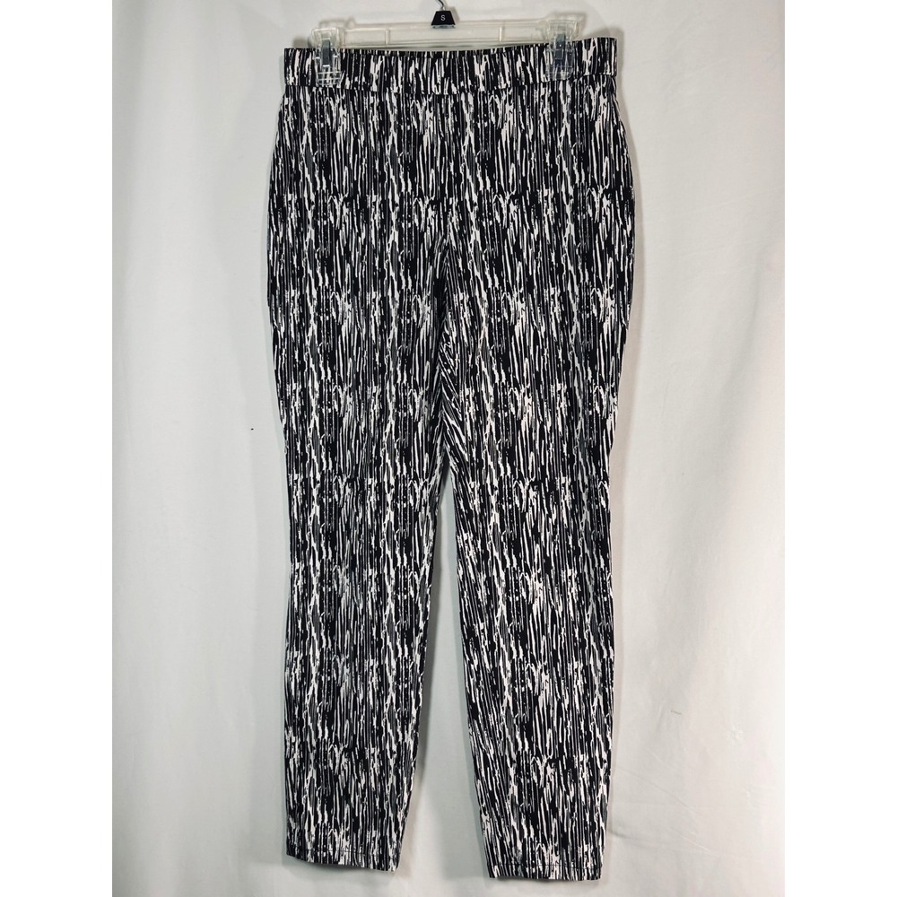 Style‎ & Co Womens Black White Abstract Print Stretch Pull On Slim Pants Size S